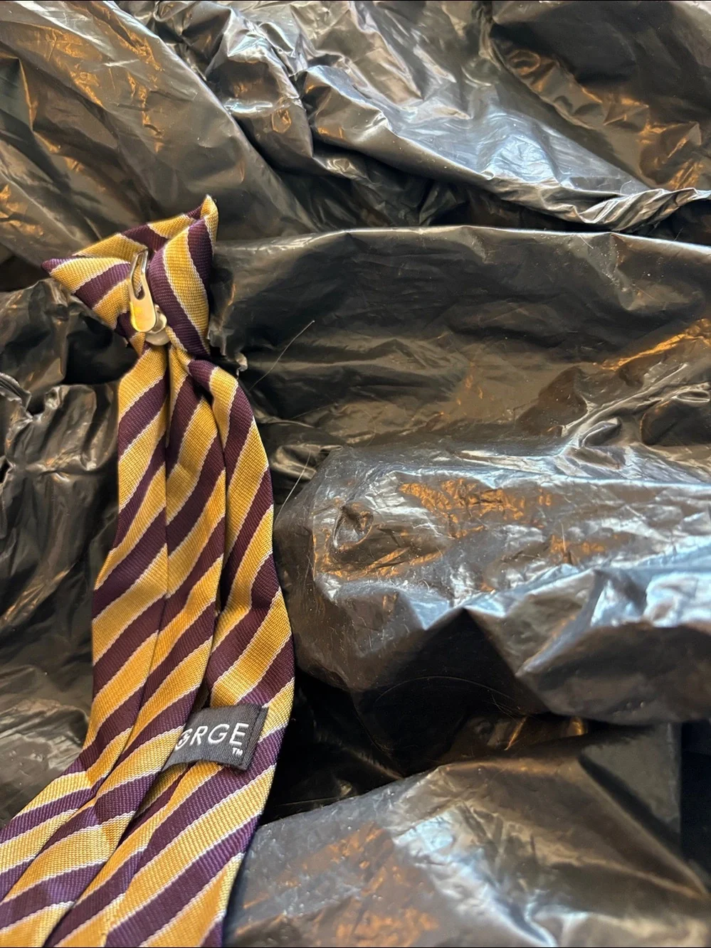 Classic Striped Toddlers Clip Tie in Purple and Gold